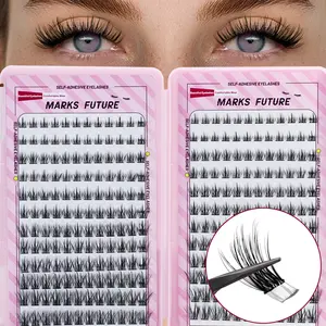 288pcs Self-Adhesive False Eyelashes, Natural Cartoon Eye Segment Lashes, Dense C Curl, Recyclable, Large Capacity, Newbie Friendly
