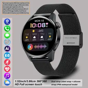 High-looking smart watch, 1.53-inch touch screen wireless calling, over 100 sports modes and watch faces, AI voice assistant, compatible with Android and iPhone, fitness watch wearable device, Milan stainless steel strap waterproof watch.