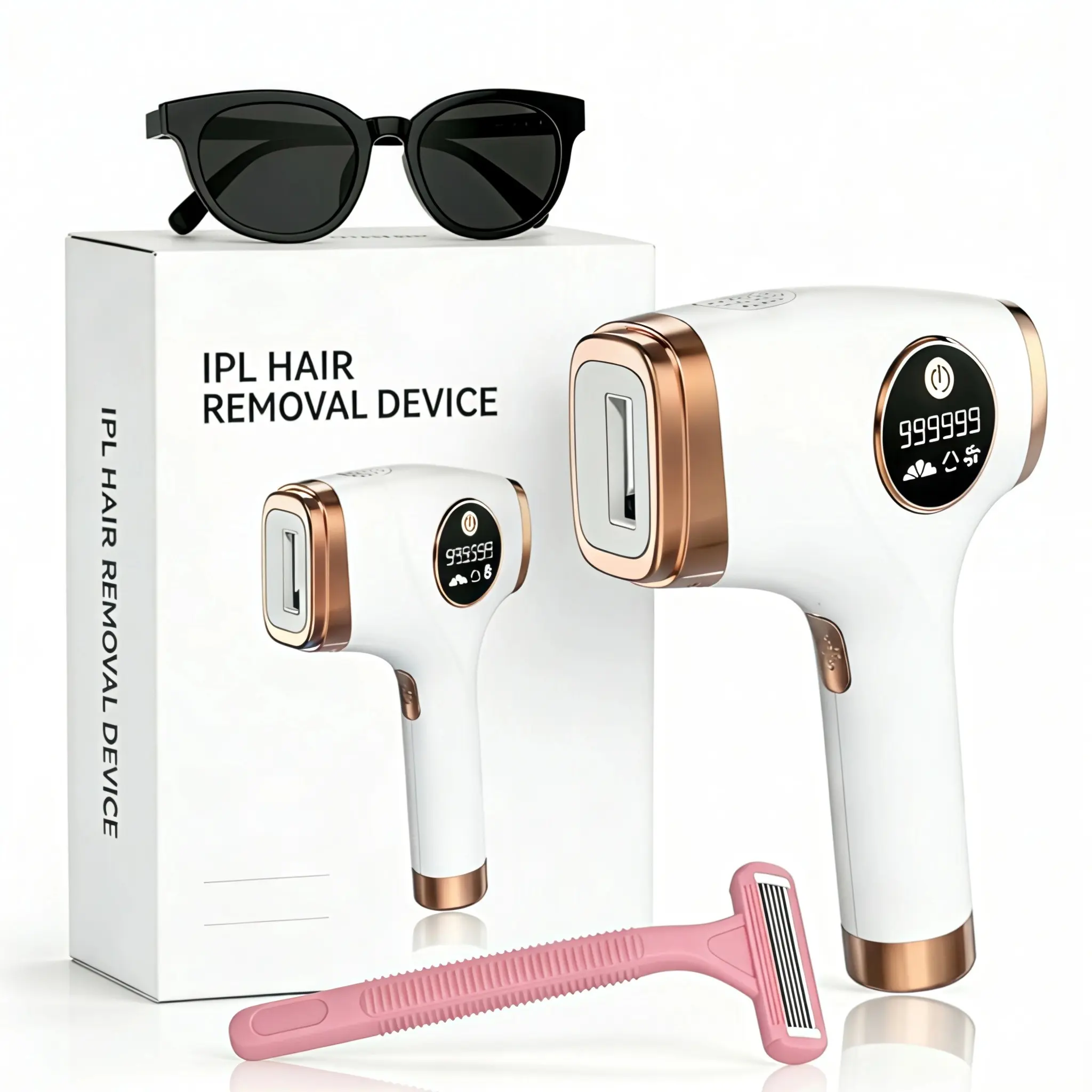 IPL Hair Removal Device with Ice Cooling for Painless At-Home Treatment, 24J Dual-Pulse & 5 Modes for Flawless Smooth Legs, Abs, Chest & Bikini Line Routine