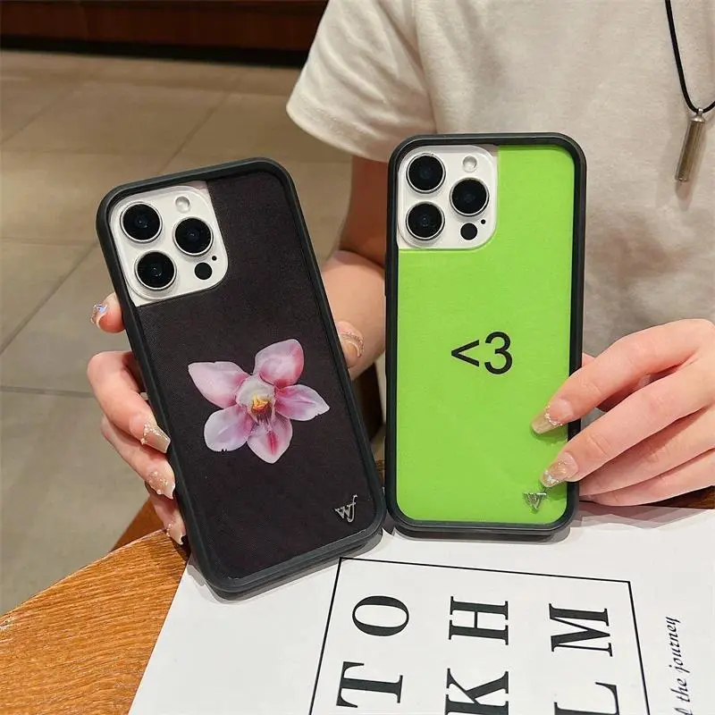Wildflower Orchid Lila Moss Tough Artistic Phone Case with Precious Moments, Emergency Intercom for iPhone 17/16/15/14/13/12 Pro Max Plus - Smartphone/Cellphone Devices Casing with Cat, Lurvia Lotus Design Protection