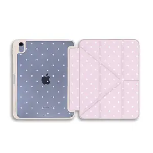 Cute Pink Dots iPad Case for iPad Pro 11-inch (2024) / iPad Air 6 (2024) / iPad mini 6, Silk Texture PC Back Cover with Pencil Holder