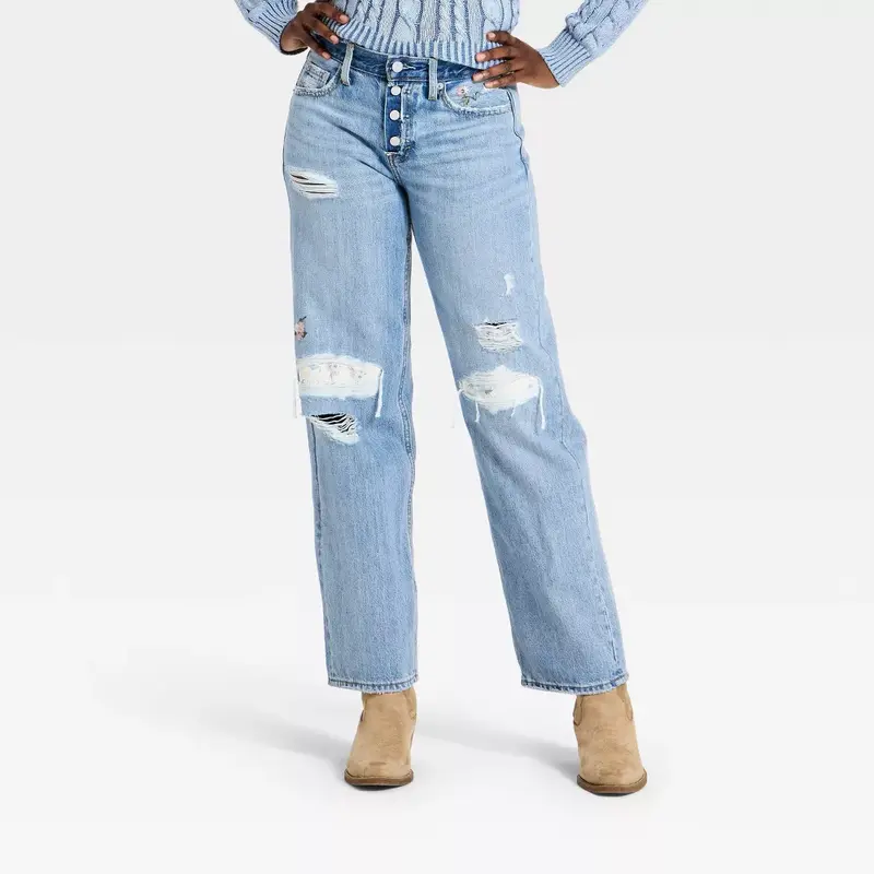 Women's Western Low-Rise Baggy Crafted Jeans - Universal