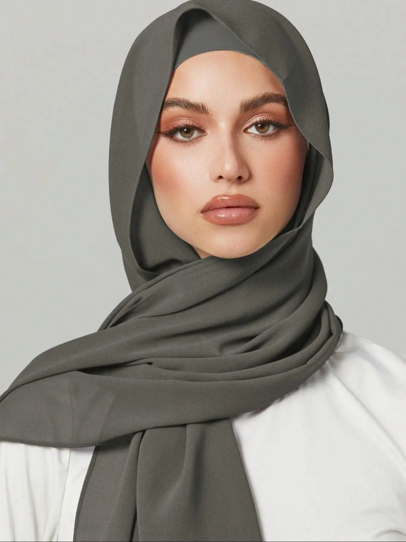 Women's Solid Color Khimar & Hijab, Modest Casual Headscarf & Hijab, Women's Islamic Clothing for Daily Wear
