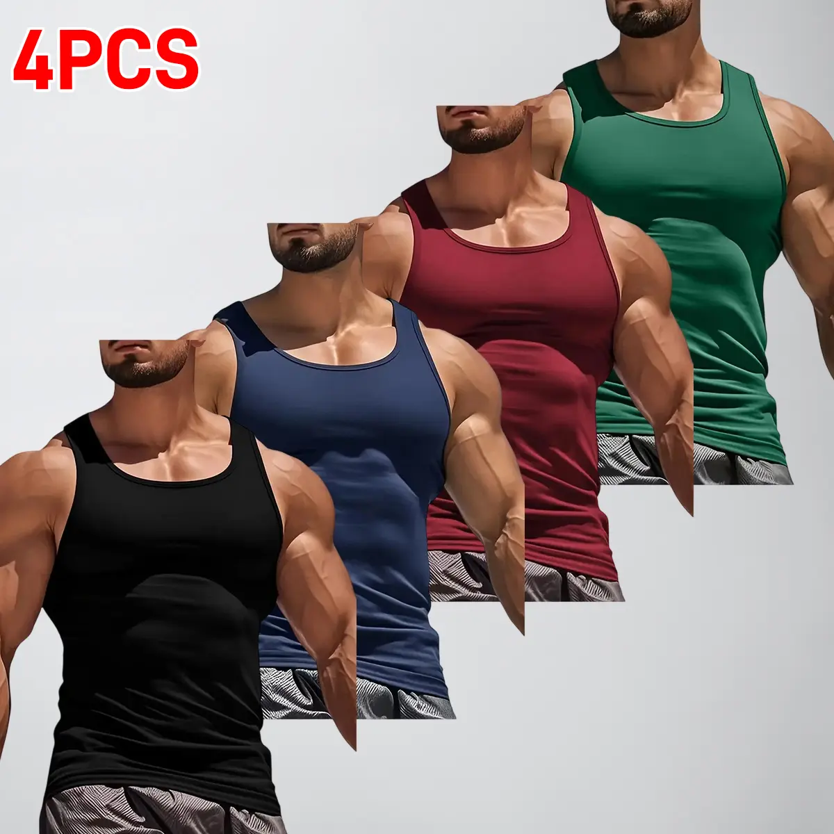 4 Pack Men's Tank Top, Sleeveless with Stretchy Cut, Breathable and Quick-Dry for Running & Gym Workouts,clothes for back to school,first day of school outfits