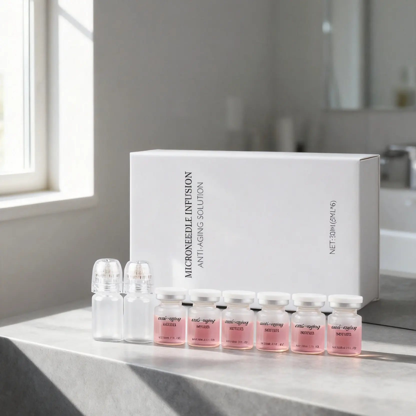 Microneedle Roller Set with Hyaluronic Acid Serum to Moisturize Skin, Boost Elasticity & Improve Fine Lines - Daily Anti-Aging Face Care, Microneedles, Hydration, Elasticity Boost, Firming, Apply Evenly, Neroli, Facial Hyaluronic, Moisturizing, Anti Wrink