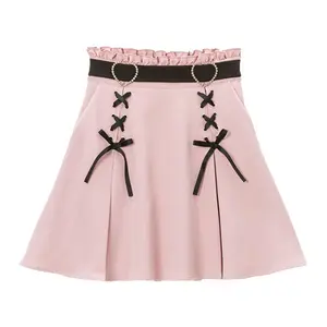 Aesthetic Harajuku Sweet Style  Girl High Waist Mini Bow Bandage Skirt Kawaii Slim Women Streetwear Gothic Jk Skirt 2025 New
