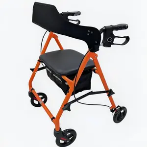 Foldable Rollator Walkers with Seat for Seniors, 6 INCH rubber Wheels, 300 lb. Weight Capacity, Adjustable Handles and Seat Height, Lightweight Rolling Walker