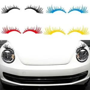 Two-Piece Car Headlight Eyelash Stickers, Cute Fake Eyelashes, Fashion Automotive Accessories, Waterproof Reflective Pet Decals