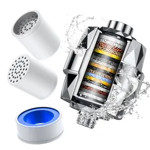 20-Stage High Pressure Shower Head Filter Combo – 5 Spray Modes – 3 Replaceable Cartridges – Removes Hard Water, Chlorine, Heavy Metals – Healthier Skin & Hair – Easy Installation – Chrome, Rain Shower Head, Pressure Showerhead