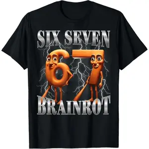 Funny 67 Italian Brainrot Tung Tung Sahur Six Seven Meme T-Shirt Cotton Tee