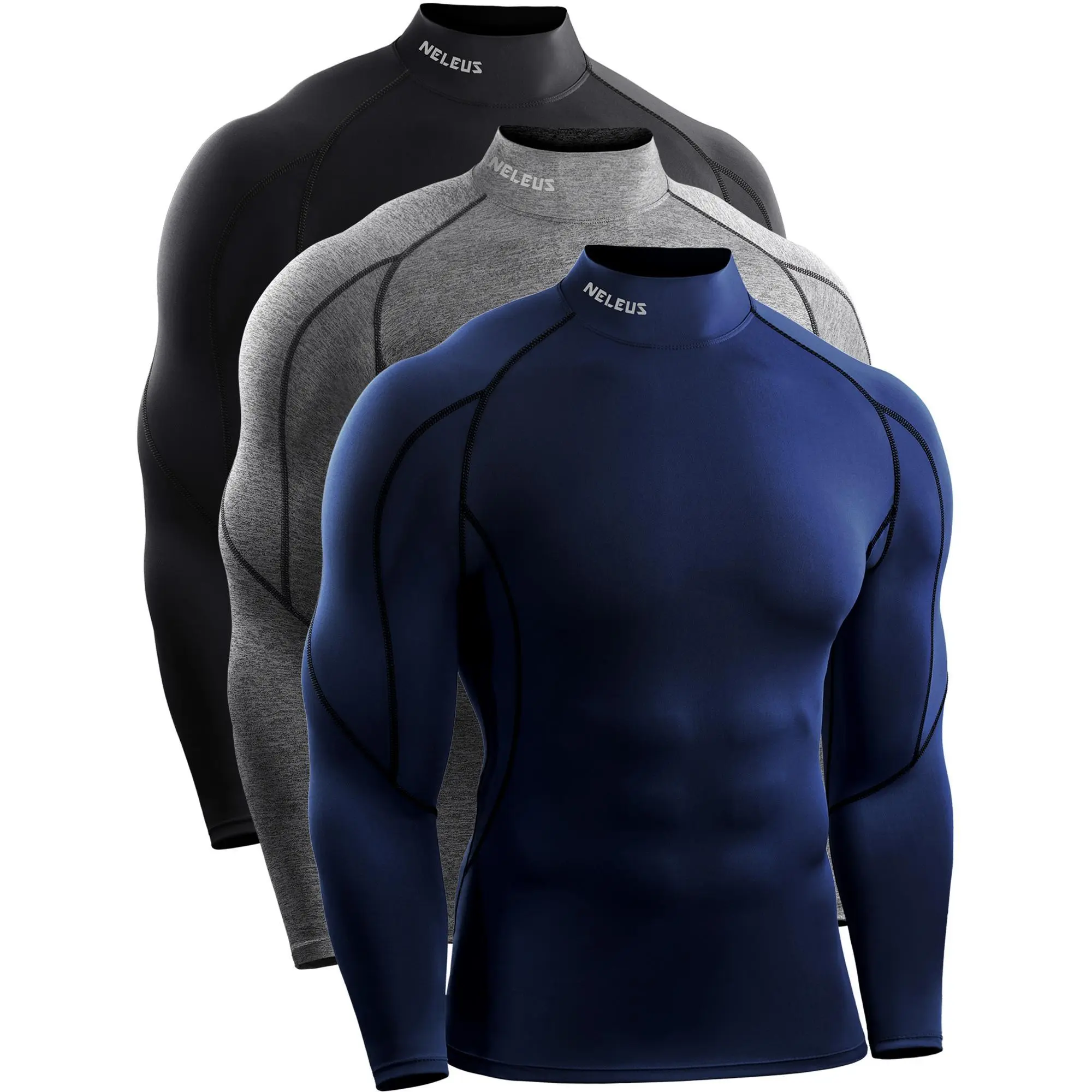 NELEUS Outdoor Men's 3 Pack Athletic Compression Shirt Running Shirts Gym Sweatwear Fitness Outfit summerwins