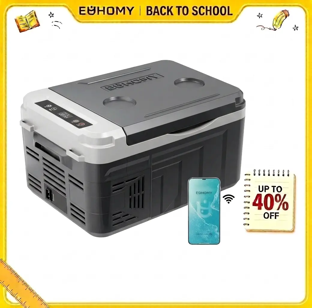 【Back To School】Euhomy 12-Volt 11 Quart Electric Cooler (Car Refrigerator) -  Bluetooth Enabled, Portable RV & Car Freezer