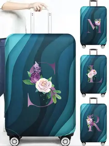 Floral & Letter Pattern Luggage Cover, Travel Suitcase Cover, Durable Luggage Cover for Men & Women, Travel Essentials, Versatile Travel Accessory, Travel Essentials Carryall