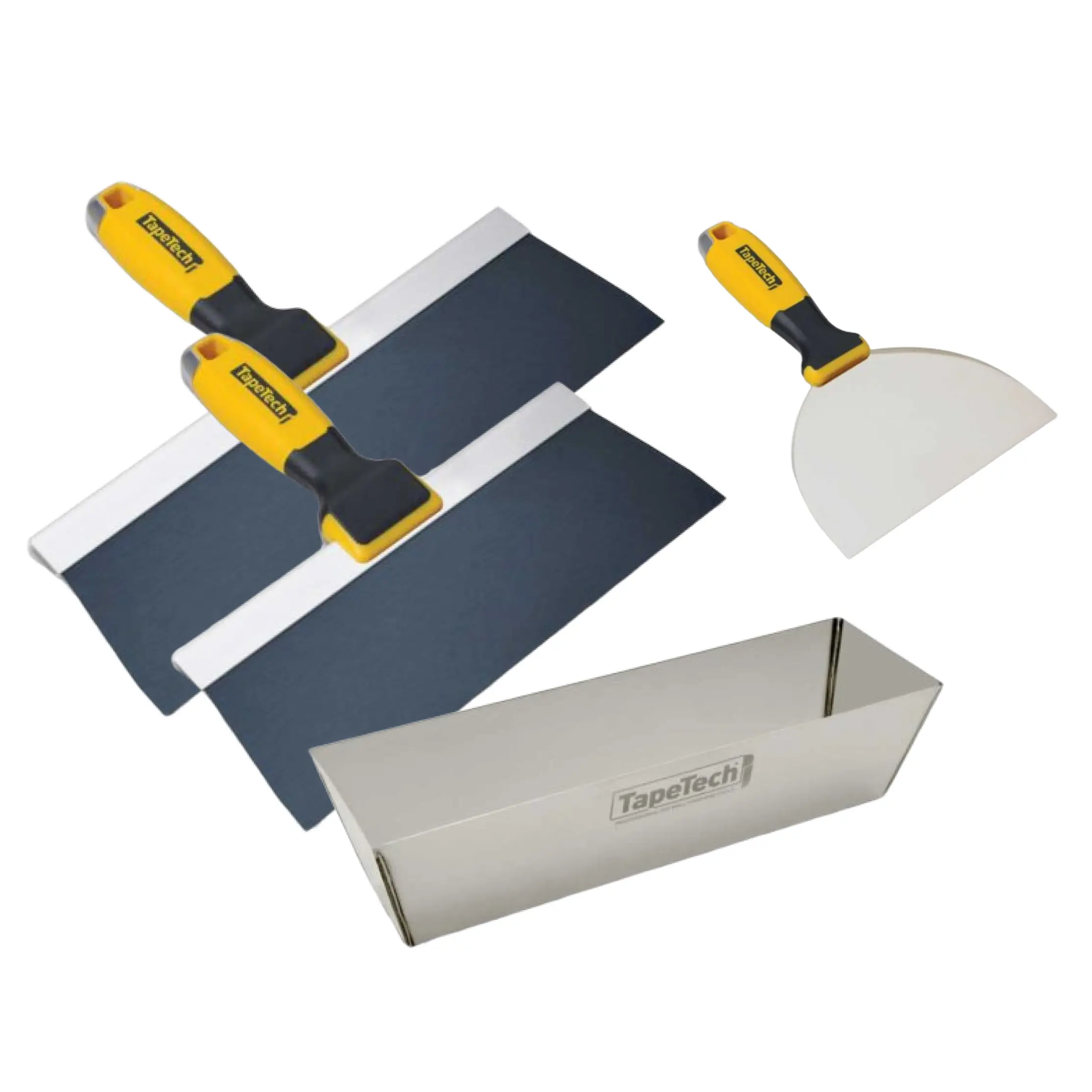 Blue Steel Taping Knives set with Mud Pan Tapetech Blue Steel Taping Knives set with Mud Pan Tapetech