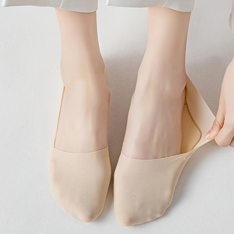 10-Pair Pack Women's Solid-Color Sheer Invisible Socks - Breathable, Comfortable, and Sweat-Wicking Ultra-Thin Low-Cut for Spring and Summer Ice-Silk Texture Essential Everyday Casual Staple