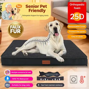 Orthopedic Dog Bed for Large Dogs - Big Dog Crate Bed with Removable Washable Cover, Egg Crate Foam Support, Anti-Slip Bottom, Deluxe Plush Pet Bed Mat, Shaped Beds