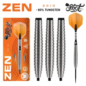80% Tungsten Steel Tip Dart Set - Zen Dojo, Classic Grips, Front Weighted, Torpedo Shape, Focused Play for Darts Sports & Outdoor Recreation