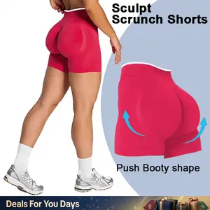 GYMER Contrastline Sculpt Scrunch Shorts High Waisted Scrunch Butt Booty Lifting Workout Gym Shorts Seamless Tummy Control Yoga Shorts Running Activewear for Women