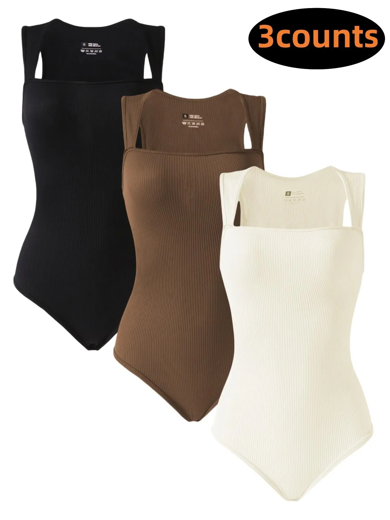 3 Pack Women's Shaping Bodysuits, Seamless Butt-Lifting Underwear, Tummy Control Curve Hugging Compression Slimming Body Shaper for All-Day Comfort, Minimalist Shapewear, Compression Sleeveless Bodysuit