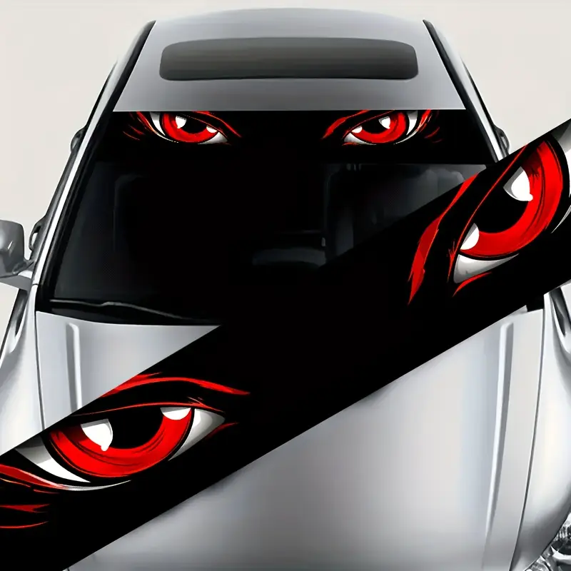 1PC Devil's Eye Car Front Windscreen Sticker, Car Truck Decal, Waterproof and Anti-scratch, Self-adhesive, Suitable for Car Truck Off-road SUV Front Windscreens, Vehicle Modification Enthusiasts' Gifts, Universal Car Sticker
