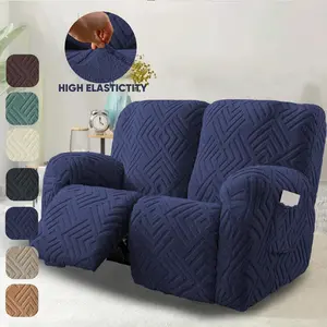 2 Seat Recliner Loveseat Chair Cover 6pc/Set Stretch Soft Comfortable Sofa Slipcover Non-slip Sofa Cover with Side Pockets for Living Room Home Decor