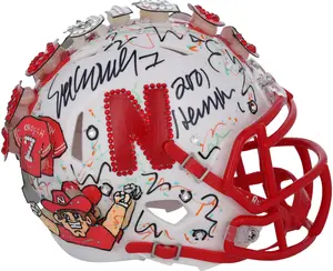 Eric Crouch Nebraska Cornhuskers Autographed Riddell Speed Mini Helmet with "2001 Heisman" Inscription - Art by Charles Fazzino - XP14013019 - Fanatics Authentic Certified