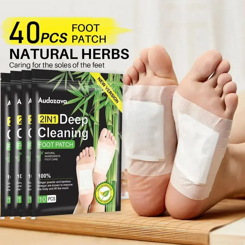 Natural Herbal Bamboo & Ginger Foot Care Pads, Overnight Relax Patches for Nighttime Bedtime Self-Care & Tired Feet Comfort
