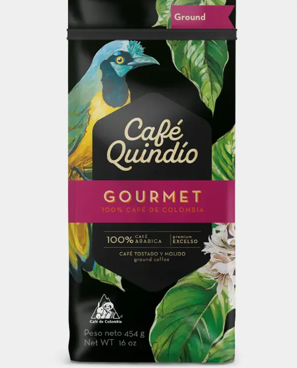 Café Quindío Gourmet 100% Arabica Colombian Ground Coffee 454g / 16 oz Tostado y Molido for Authentic Flavor