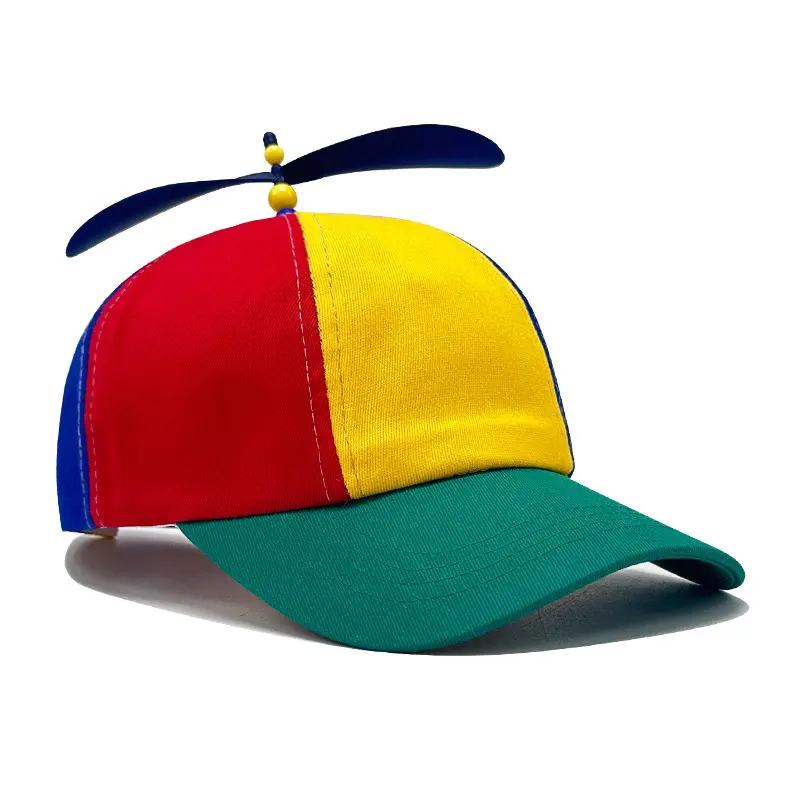 Unisex Funky Propeller Top Baseball Cap with Rainbow Spinner, One Size Adjustable, Breathable, UV Prevention Party Wear Hat for Outdoor Activities