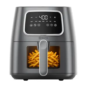 Kitchen Elite 5.5 Qt. Digital Air Fryer with LED Screen, Grey, 1500W Rapid Air Technology, 7-in-1 Cooking Modes, Nonstick Basket, 170°F-400°F Temperature Control, 1-60 Minute Timer, Ideal for 2-4 People