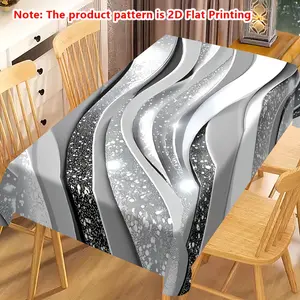 A rectangular tablecloth with a gray theme, featuring 2D flat printing and modern art design, suitable for rectangular tables. It has a retro farmhouse style, perfect for party decoration and birthday supplies.