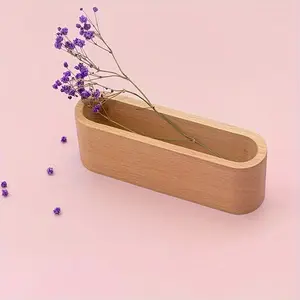 1pc Wooden Business Card Case, Creative Desktop, Large-capacity Display, Storage Front Desk, Business Card Holder Office Business Storage Box Simple Office Supplies