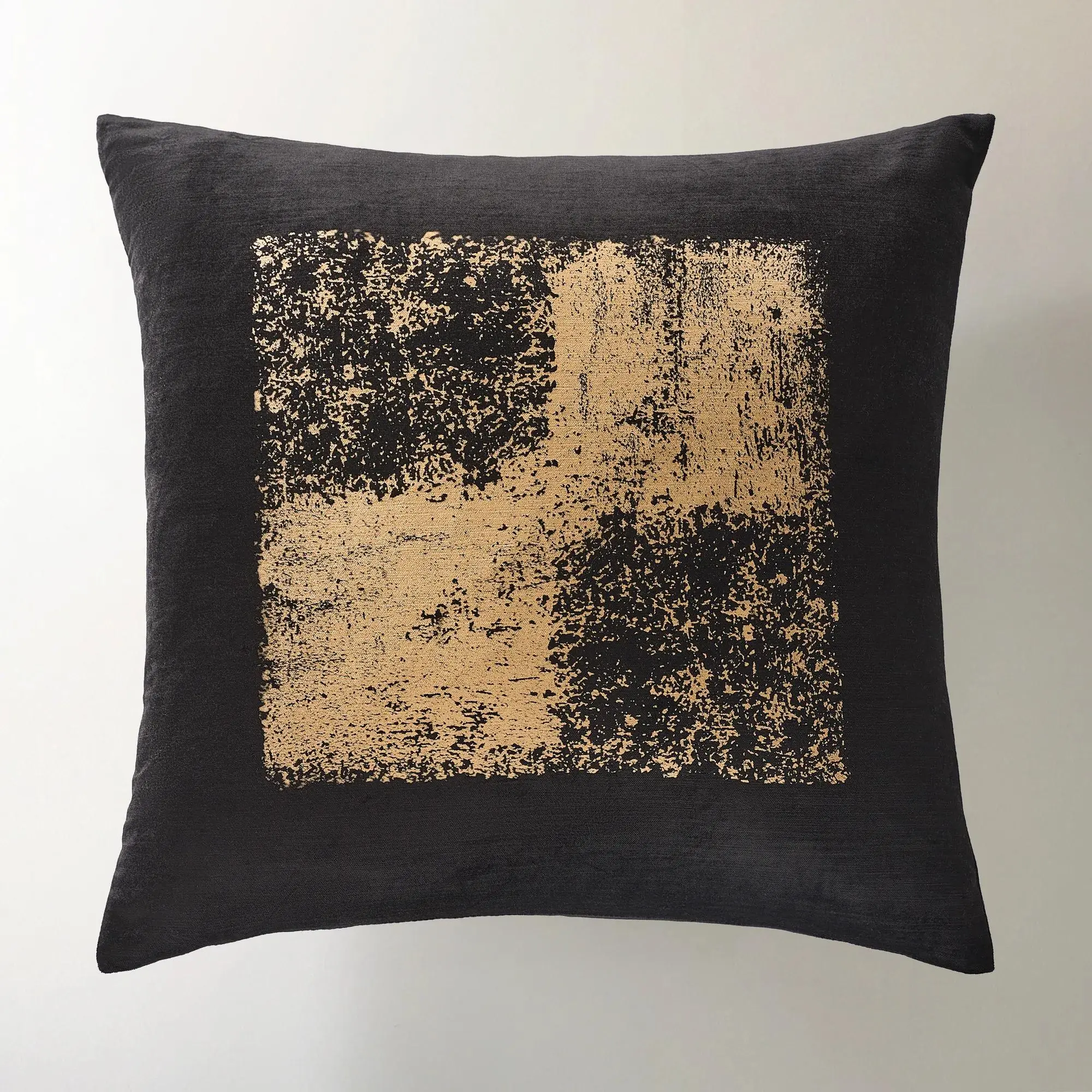 Z Gallerie Amalia Metallic Checker Pillow 20" - Black/White/Mocha Mousse/Gold