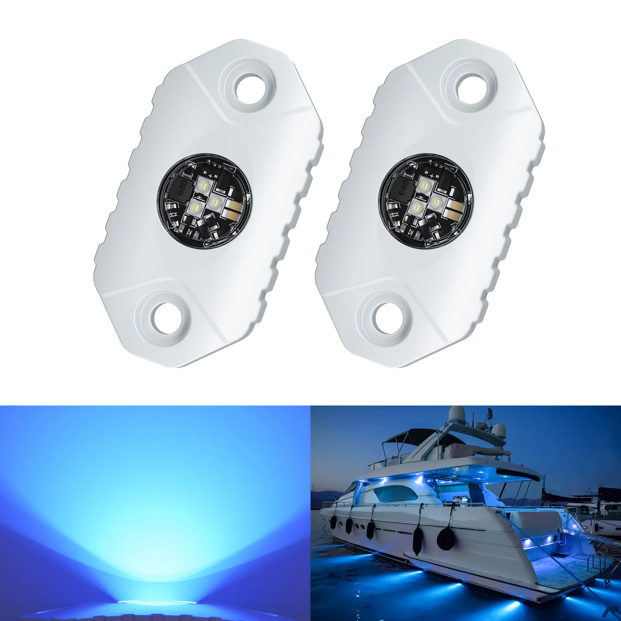4WDKING LED Boat Interior Lights Marine Deck Cockpit Courtesy Light IP68 Waterproof Underwater Boat Lighting 9-36V for Yacht, Kayak, Sailboat, Fishing, Pontoon, Pool