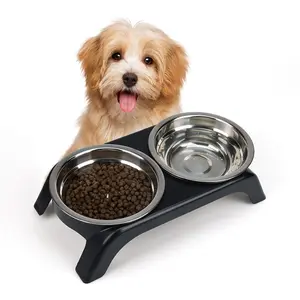 High-End Pet Bowls Set, Stainless Steel Inner Bowls, Non-Slip Base Design, Ideal for Dogs & Cats, Easy Clean Dishwasher Safe
