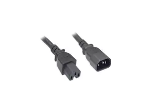 Nippon Labs 14 AWG. Black Color C15 / C14 Power Cord, SJT, 15A, 15 ft. IEC-60320-C15 to IEC-60320-C14 Black Power Cable