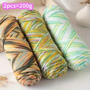 [200g Multi-Color Yarn Ball] 200g Yarn Ball for Making Knitted and Crocheted Autumn and Winter Warm Sweaters, Scarves, Jackets, Shawls, Coats, Handicrafts, Blankets and Other Clothing with Medium Thick Sections of Multi-Color Yarn 1pc=2pcs=200g
