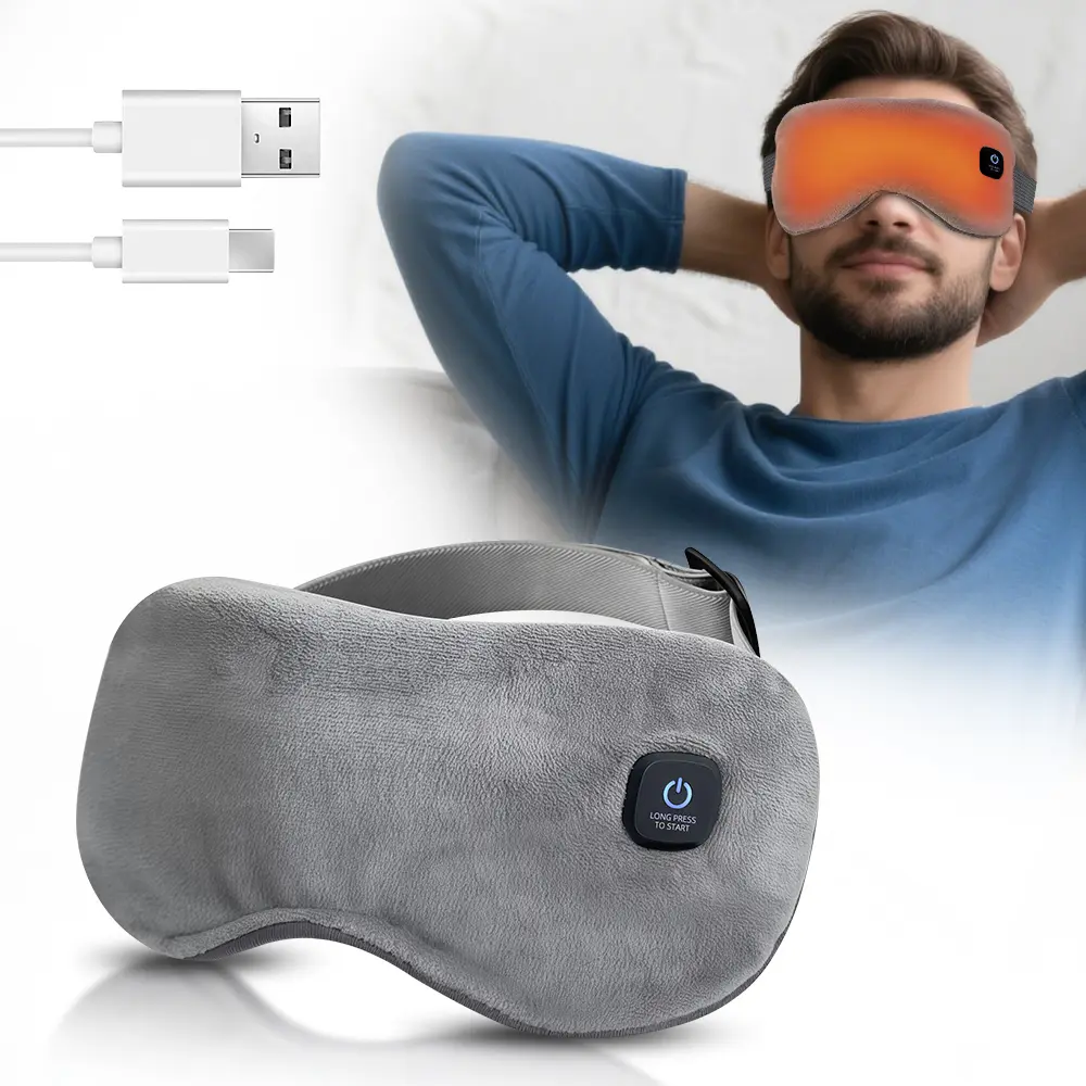 Cordless Heated Eye Mask, Warm Eye Compress for Dry Eye, Light Blocking Washable Eye Heating pad with 3 Heat Levels & Timer, 1000mAh Rechargeable Sleeping Mask for Men Women Travel