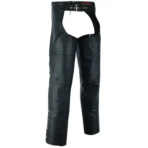 Leather Guard™ Unisex leather motorcycle chaps - Black