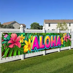 1PC, Aloha party decoration banner, Hawaiian party decoration background, Aloha Hello Summer tropical theme, polyester material, suitable for courtyard, birthday, anniversary and home decoration, outdoor and indoor parties, party supplies