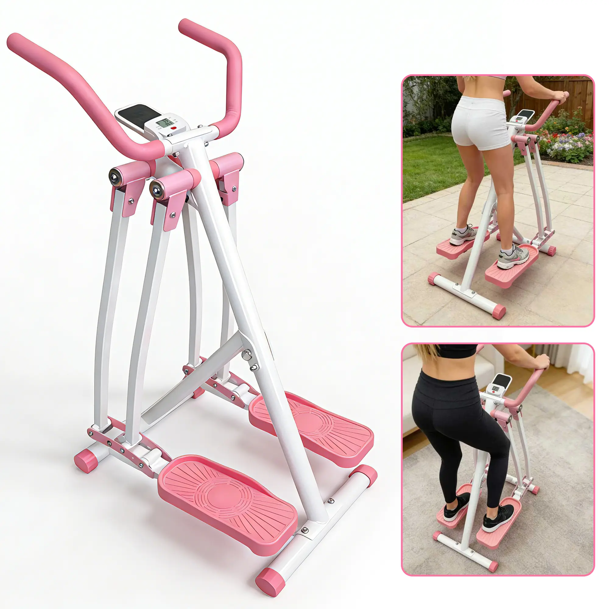 Foldable Air Walker Elliptical Machine with 300LBS,Low Impact Full-Body Workout Exercise Equipment,fitness stepper Thickened Metal Frame Indoor Outdoor Cardio Cross Trainer ,Full-Body Exercise equipment for Seniors,ideal  for Home Gym,Apartment