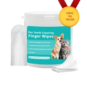 50-Count Pet Dental Finger Wipes for Cats & Dogs – Complete Disposable Teeth Cleaning Kit with Plaque Control & Breath Freshener