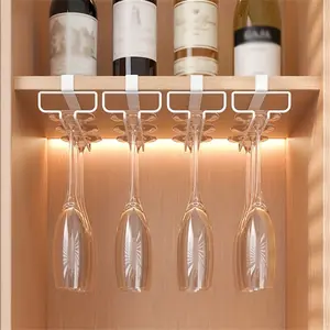 Hanging Wine Glass Rack Carbon Steel Wall Mounted Highball Cup Storage Holder Kitchen Bar Counter Organizer Kitchenware Rust Resistant Metal Modern Design