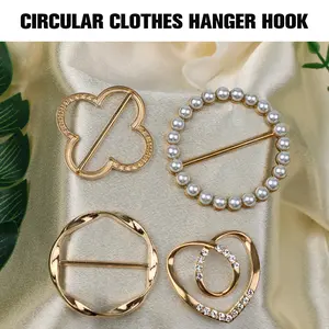 4 Counts Women's Fashion Metal Shirt Clips, Shape-Including Round and Heart Designs，Secure Grip for Loose Clothing