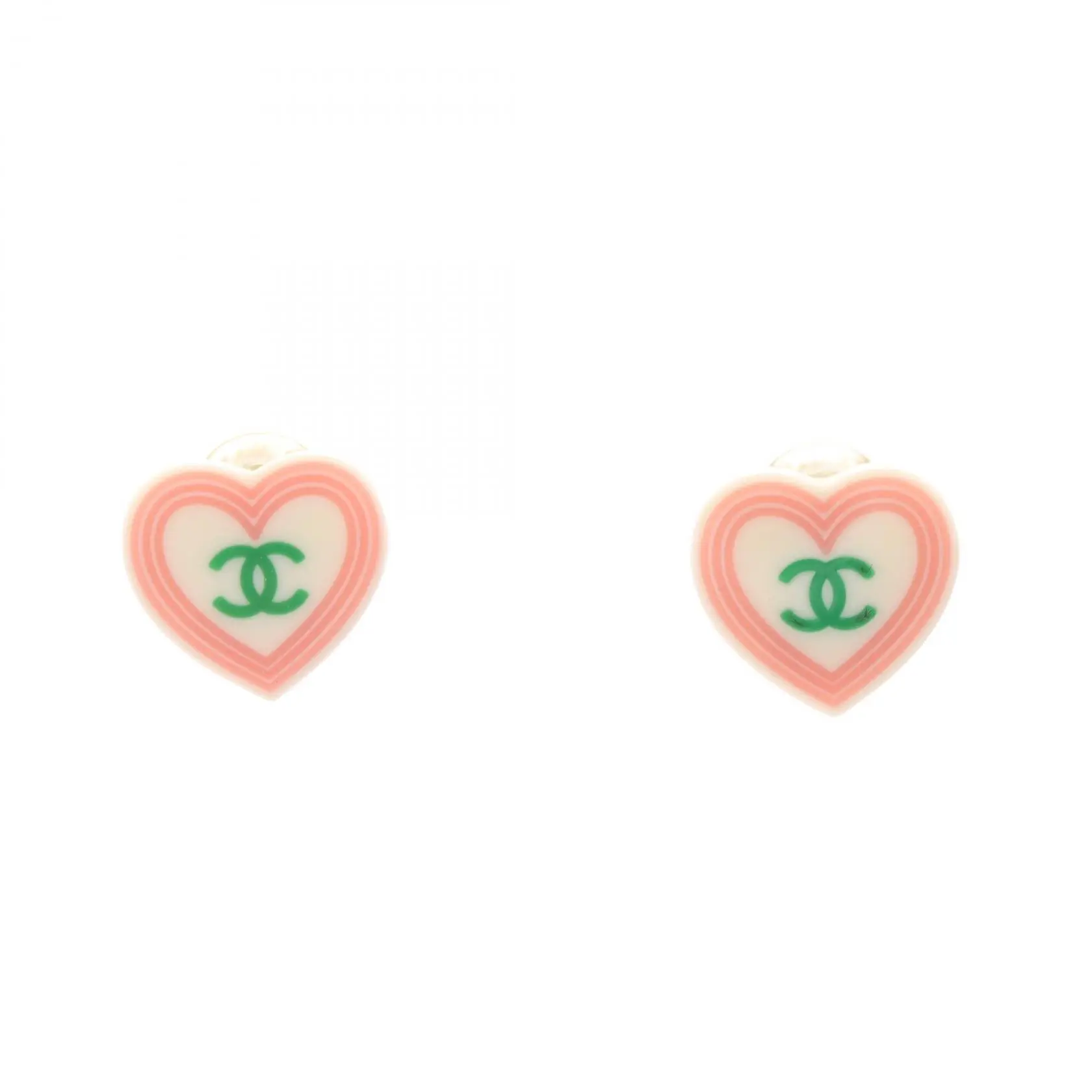 Pre-owned CHANEL Stainless Small Leather Goods Coco Mark Heart Earrings