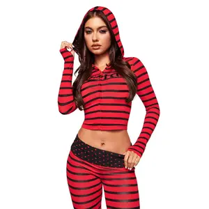 BLARE HOODIE - RED AND BLACK STRIPE