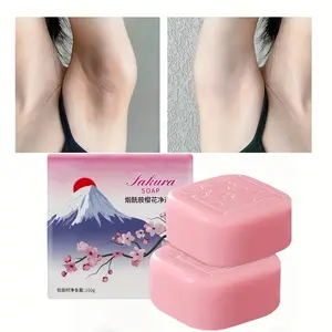Set of 2 Sakura Cherry Blossom Niacinamide Brightening Soap Bars for Face And Body, Free from Parabens, Alcohol, Enriched with Glycerin, Provides Deep Cleansing, Light Beige Formula Suitable for Sensitive Skin, Underarm Cleansing Bar
