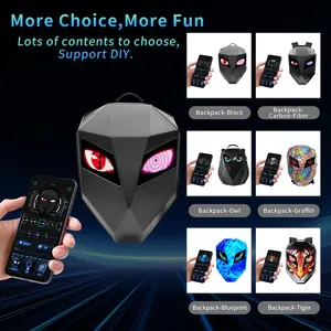 19" LED Motorcycle Backpack, Waterproof Hard Case Bag Animated Digital Laptop Backpack with ProgrammableMoving Eyes, DlY Backpack for Cycling,Perfect Gift Stylish Daypack backpack backpacks for women backpacks for men backpacks for school