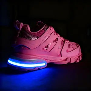 [Flash Sale] 5 Colors BL With LED Shining Unisex Sneakers for Men Women Casual Breathable Sports Shoes Chunky Trainers Non Slip Wear Resistant Cushioning Shock Absorption Design Multi Element Travel Outdoor Party Luminous Birthday Gift （Do