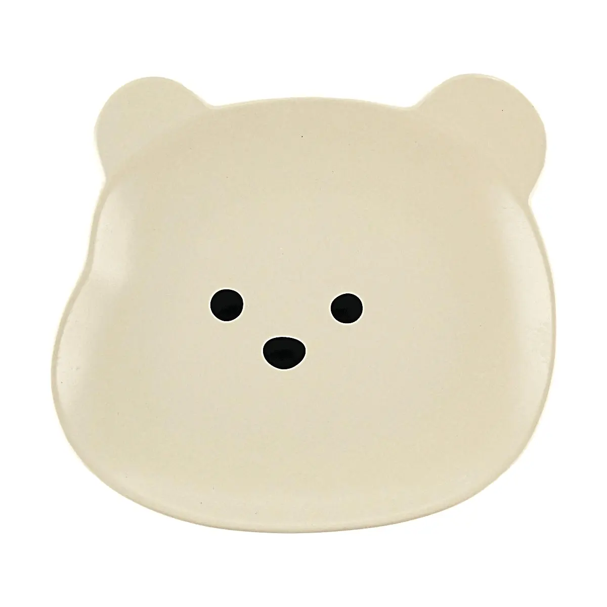 Golden Lion 8-Inch Korean Style Bear Ceramic Plate | Matte Off-White Dessert Dish, Snack Plate, Cute Cartoon Tableware for Kitchen & Dining